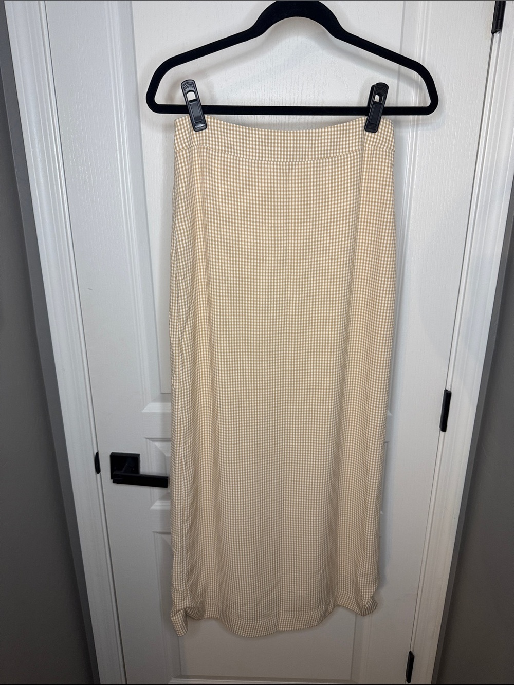 Kookai Beige Gingham Maxi Skirt